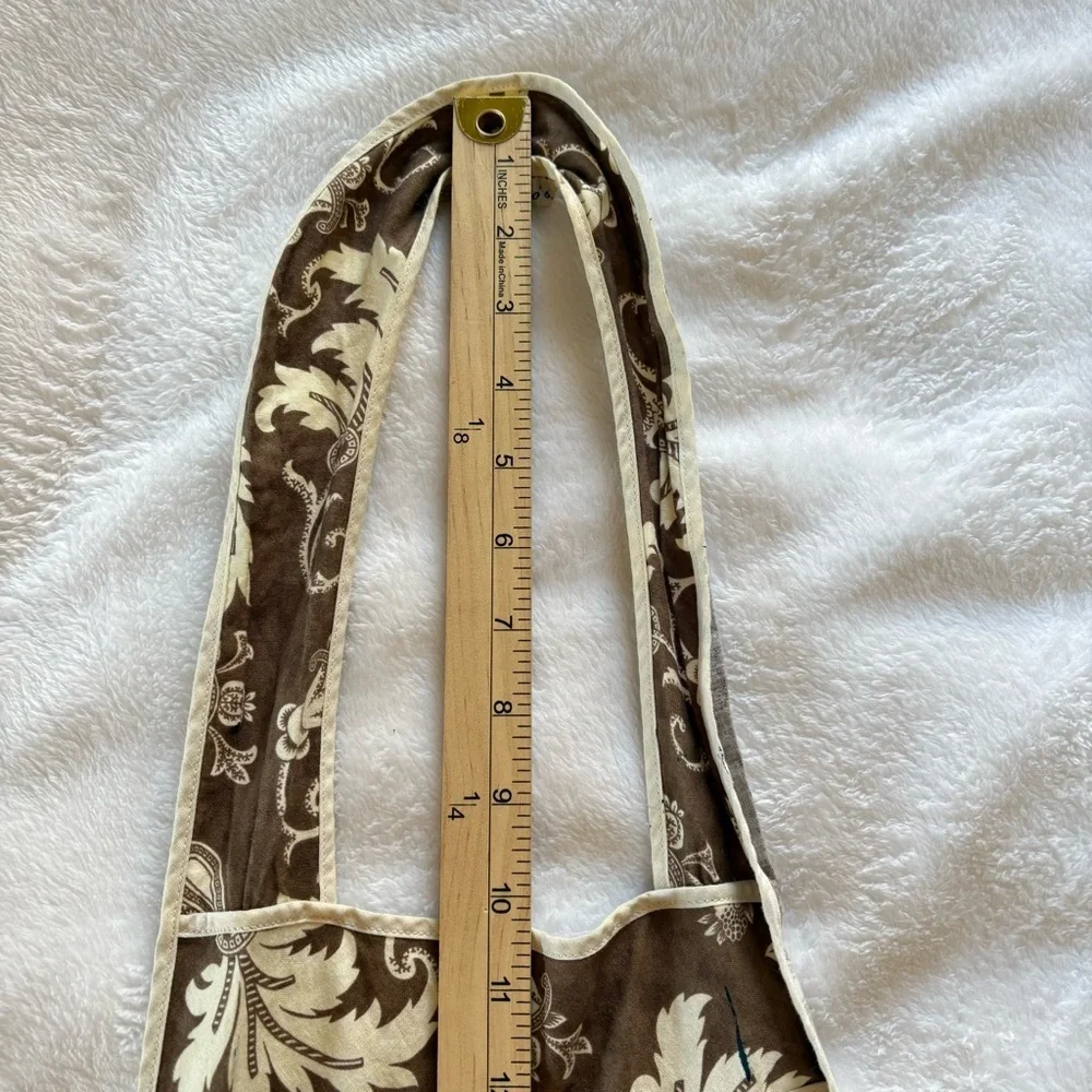 Vintage 50s Single Stitch Women’s Kitchen Apron Brown Floral Print Front Pocket